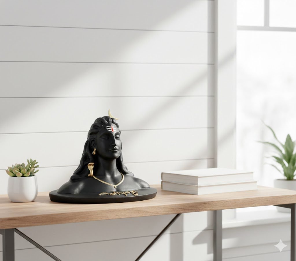 indihandmades black adiyogi shiva statue – modern resin idol for home decor & festivals indihandmades black adiyogi shiva statue – modern resin idol for home decor & festivals