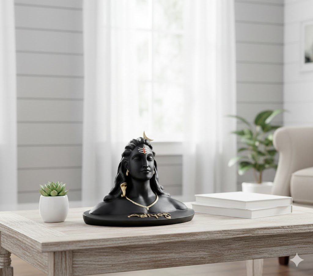 indihandmades black adiyogi shiva statue – modern resin idol for home decor & festivals indihandmades black adiyogi shiva statue – modern resin idol for home decor & festivals