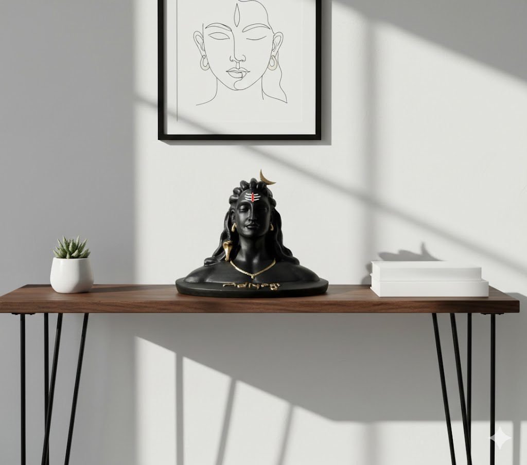 indihandmades black adiyogi shiva statue – modern resin idol for home decor & festivals indihandmades black adiyogi shiva statue – modern resin idol for home decor & festivals
