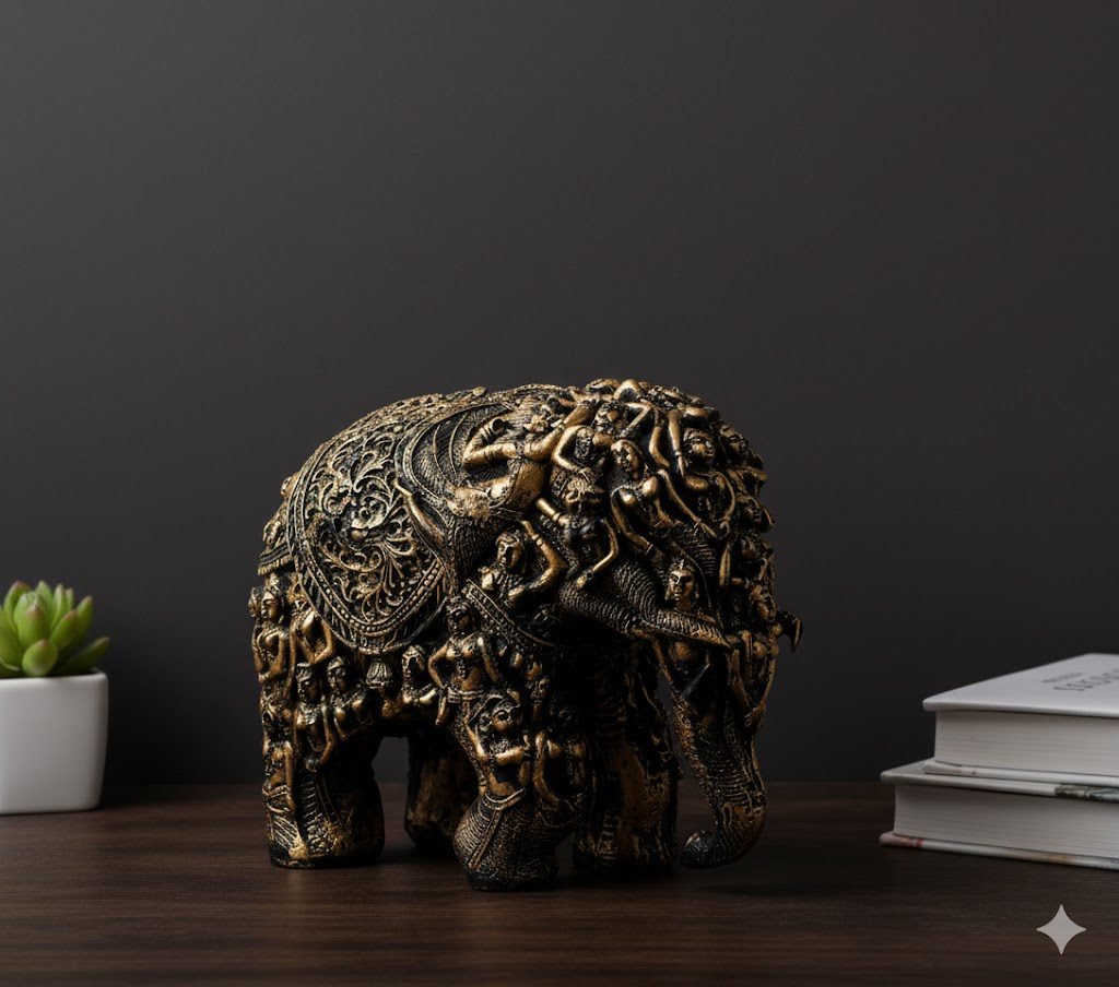 indihandmades antique gold metal elephant figurine – decorative royal elephant showpiece for home & office indihandmades antique gold metal elephant figurine – decorative royal elephant showpiece for home & office