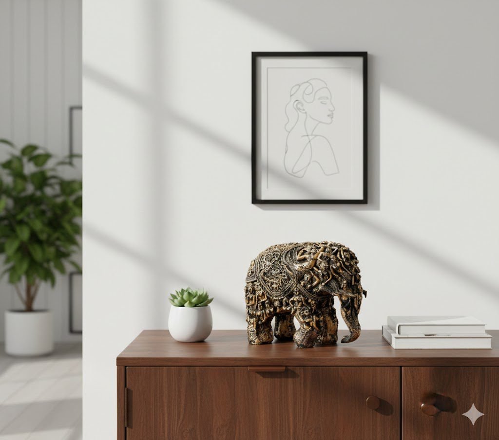 indihandmades antique gold metal elephant figurine – decorative royal elephant showpiece for home & office indihandmades antique gold metal elephant figurine – decorative royal elephant showpiece for home & office